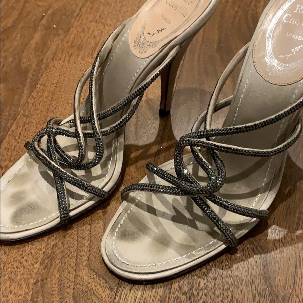 Rene Caovilla dark rhinestone heels